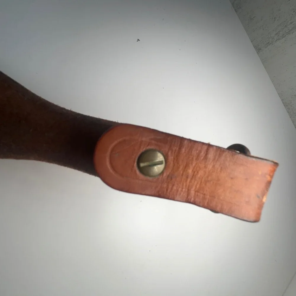 VTG Smith &‎ Wesson Rifle Sling Leather Brown Metal Swivle Brass Chicago Screws